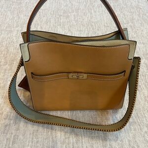 Authentic Tory Burch Lee Radziwill Double Bag Tiramisu